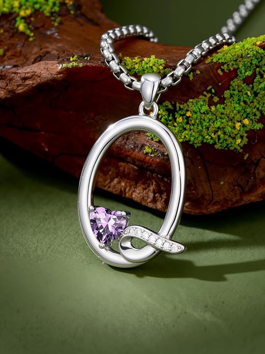 Birthday Gifts for Women Alphabet A to Z Initial Birthstone Pendant Necklaces for Women - 18k White Gold Plated Personalized Name Jewelry Anniversary Graduation Gifts for Wife Her Daughter Girlfriend(with Gift Box)