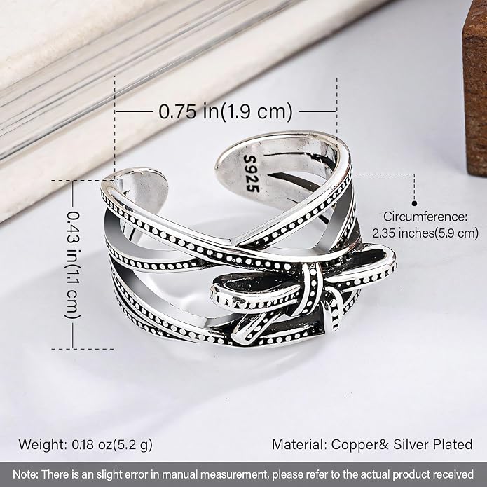 925 Sterling Silver Ring Minimalist Adjustable Rings Band Handmade Rings for Women Girls