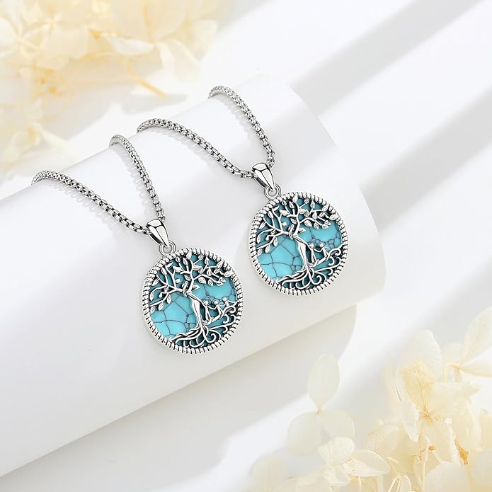 Vito 925 Sterling Silver Tree of Life Necklace for Women, Mother Tree Pendant for Mom Mother Necklace Mother's Day Jewelry Gift for Wife Grandma, 18/22 Inch Chain