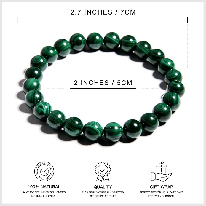 ILLUMINIA 5A Grade Natural Crystal Gemstone Bracelet | Healing Energy Charged Quartz Stone Bead | Handcrafted Stretch Bracelet for Women Men Teens