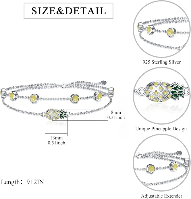 Dorunmo Anklet Bracelets For Women 925 Sterling Silver Birthstone/Infinity/Butterfly/Evil Eye/Turtle/Pineapple/Starfish/Heart Anklets Bracelets Jewelry Gifts for Women