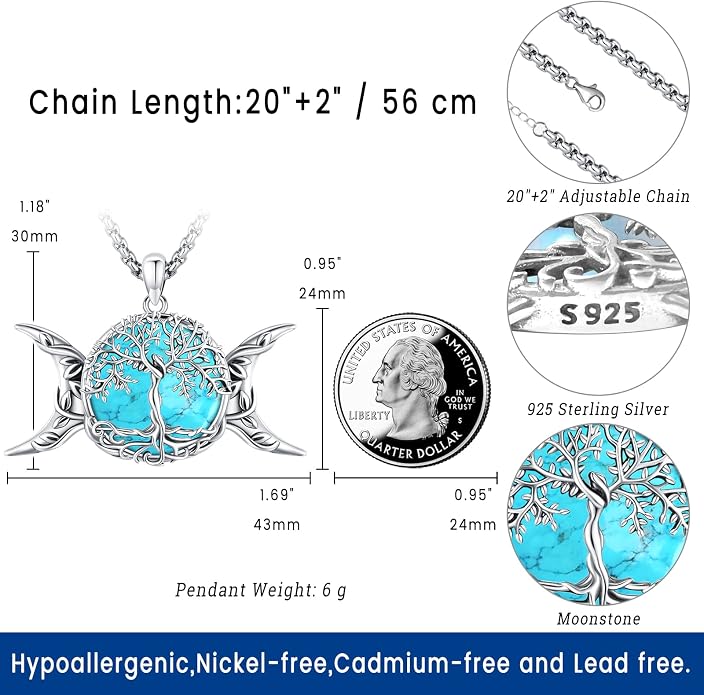 Turquoise Jewelry for Women Men 925 Sterling Silver Pendant Urn Necklaces for Ashes Picture Locket Necklace Thor Hammer Yggdrasil Virgen De Guadalupe St Michael Christopher Judas Witches Knot Necklace