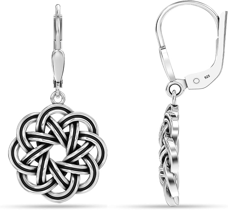 LeCalla 925 Sterling Silver Leverback Drop Earrings | Lightweight Celtic-Knot Filigree Heart Teardrop Dangle Earring for Women's Gift for Her