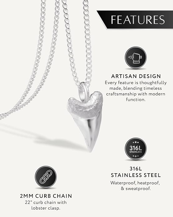 RTZN® Pendant Necklace for Men – Premium Stainless Steel Silver Pendant Necklace with 22" Chain – Waterproof & Non-Tarnish Small Pendants for Men – Bold Symbols of Strength & Legacy