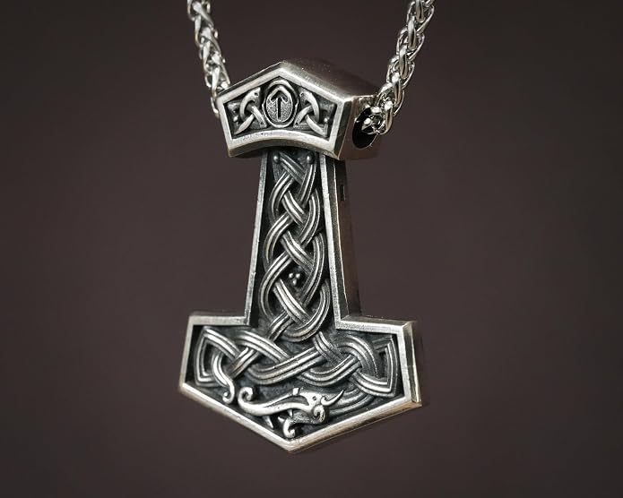 Baldur Jewelry - Thors Hammer Necklace Pendant Mjölnir - Viking Norse Thor Hammer Pendant Viking Jewelry - Thor Necklace - Thor Gifts for Men - Viking Necklace for Men