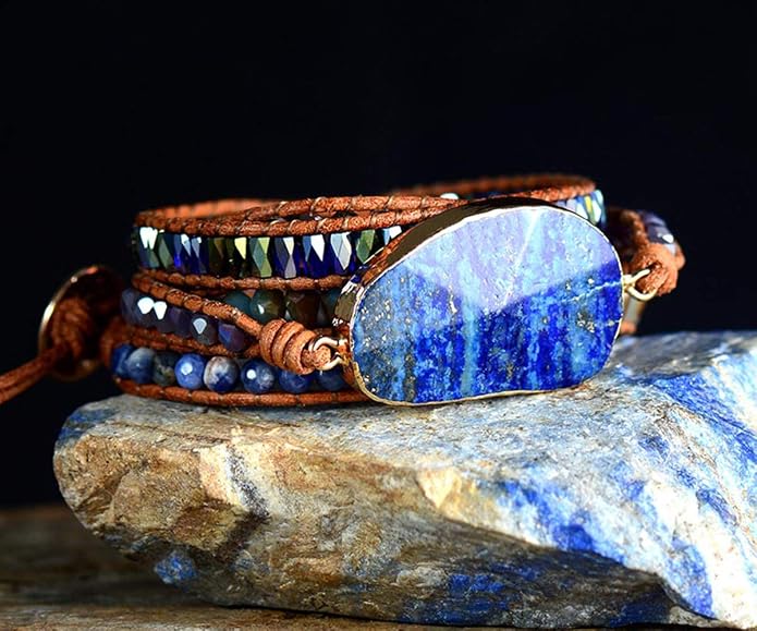 Boho Wrap Bracelet for Women, Handmade Natural Imperial Jasper Multi-Layer Stone Beaded Bracelet, Bohemian Healing Crystal Stone Jewelry Gifts
