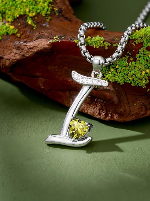 Birthday Gifts for Women Alphabet A to Z Initial Birthstone Pendant Necklaces for Women - 18k White Gold Plated Personalized Name Jewelry Anniversary Graduation Gifts for Wife Her Daughter Girlfriend(with Gift Box)