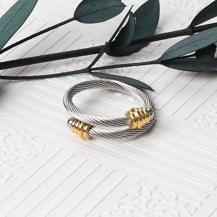 Dorriss Cable Rings Vintage Twisted Open Ring for Women Adjustable Designer Fashion Brand Stainless Steel Jewelry with Gift Box