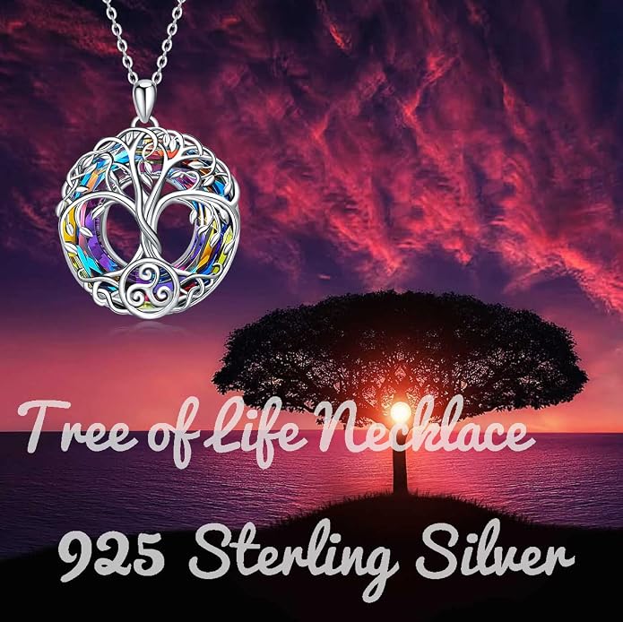 Tree of Life Thor Hammer Pendant Necklace for Women Sterling Silver S925 Jewelry for Women US1