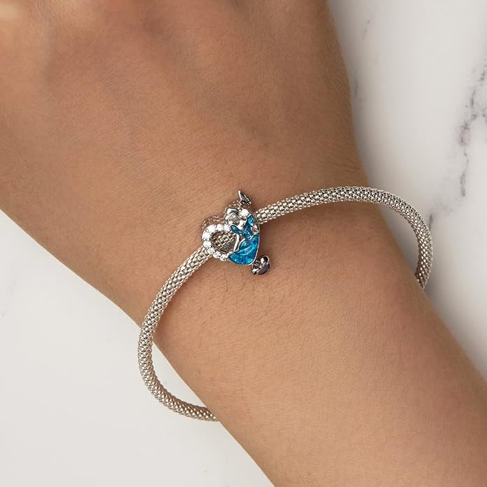 NINGAN 925 Sterling Silver Charm Golden Love Charm Buckle Safety Chain Travel Bead Firefly Dragonfly Pendant, Suitable for Women Bracelet and Necklace as Gift from Mom and Friends