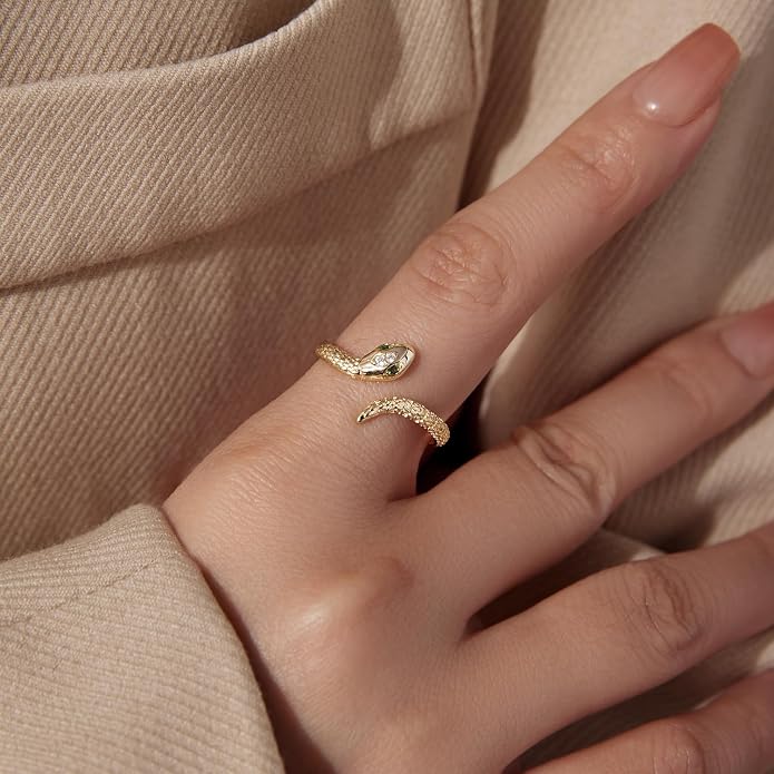 Adjustable Koi Fish Smake Dachshund Kitten Cat Hummingbird leaf Dragon Stackable Rings Lucky Protection Gold Adjustable Animal Themed Fortune Protection Ring Good Luck Statement Jewelry Women Grandma Mom Daughter