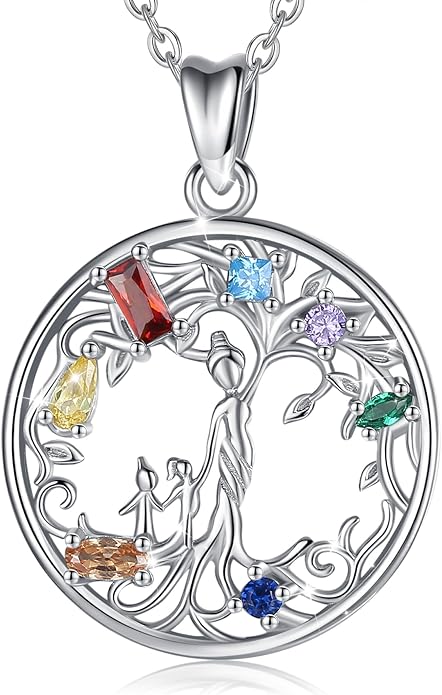 AEONSLOVE Tree of Life Necklace 925 Sterling Silver, Family Tree of Life Pendants Jewelry Gifts for Women Wife Mother, 18 Inch Chain