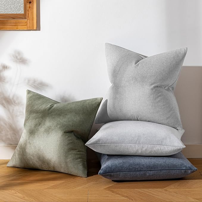 a moment Waterproof Throw Pillow Covers Set of 4,20x20 Inch Outdoor Stain Resistant Pet Friendly Pillowcases Cushion Covers for Patio Sofa and Living Room,Coastal Mist