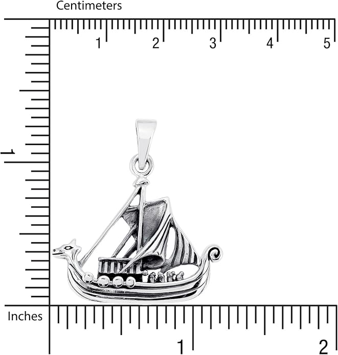 WithLoveSilver 925 Sterling Silver Norse Viking Ship Boat Pendant