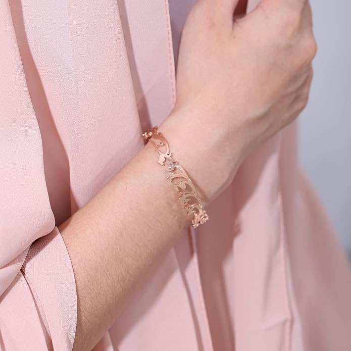 Qitian Islamic Jewelry Gifts for Women Allah Gold Bangles Bracelets Ayatul Kursi Arabic Cuff Bracelet for Women Men Islam Eid Ramadan New Year Gifts
