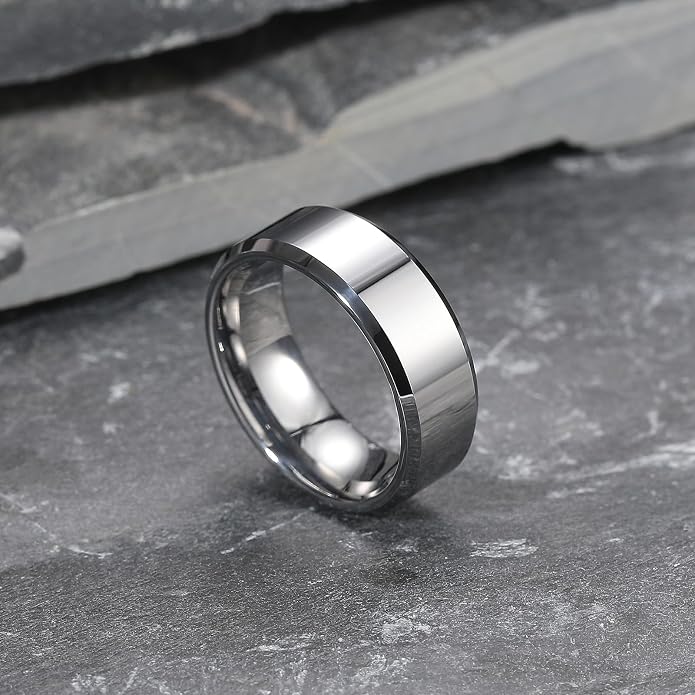 King Will BASIC Men Women 4mm/5mm/6mm/7mm/8mm Titanium Rings Polished Wedding Band Engagement Anniversary Band Comfort Fit