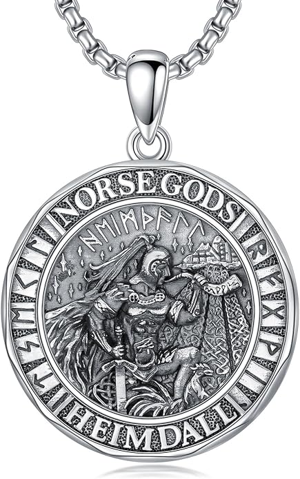 Viking Necklace for Men Women 925 Sterling Silver Norse Jewelry Fathers Mothers Day Anniversary Birthday Gifts for Mom Dad Husband Brother (with Gift Box)