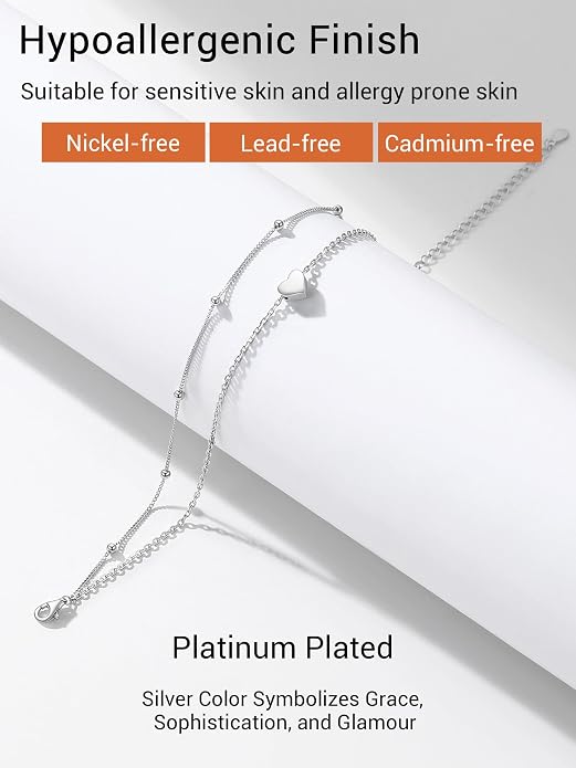 PROSILVER 925 Sterling Silver Ankle Bracelets For Women, Stylish Chain Anklets, Summer Beach Jewelry, 8.6-10.6 Inch Adjustable, Come with Box
