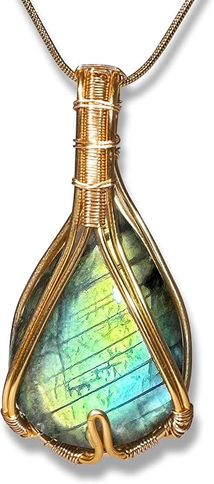Natural Faceted Labradorite Pendant Necklace – Unique Stone of Magic & Transformation, Iridescent Flash Gemstone Jewelry, Handmade Healing Crystal Gift for Women, Birthday, Anniversary, Spiritual Awakening & Intuition
