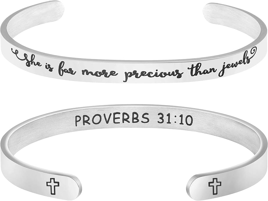 Memgift 𝐂𝐡𝐫𝐢𝐬𝐭𝐢𝐚𝐧 𝐁𝐫𝐚𝐜𝐞𝐥𝐞𝐭𝐬 for 𝐖𝐨𝐦𝐞𝐧 Inspirational Gifts Bible Verse Religious Faith Jewelry Cuff Bracelet Mothers Day Christmas Birthday Jewelry for Her Mother Daughter