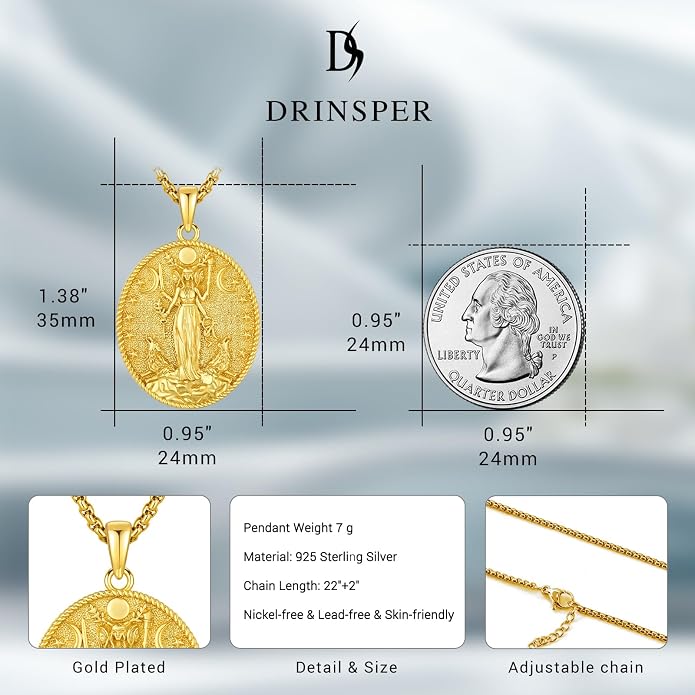 Hecate Wiccan Triple Moon Goddess Necklace Tetragrammaton Nudo De Bruja Plata 925 Original Sterling Silver Cat Moon Pendant Hekate Witch Necklace Amulet Witchy Jewelry Gifts for Women Men