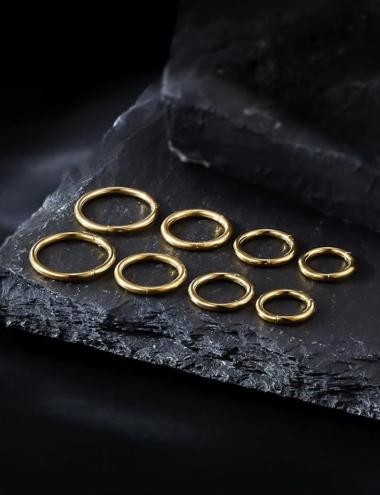 20G 18G 16G 14G 12G 10G 8G 6G Nose Rings Hoops 316l Surgical Steel Clicker Septum Lip Ring Tragus Helix Daith Rook Conch Snug Cartilage Lobe Earrings Hoop Piercing Jewelry For Women Men