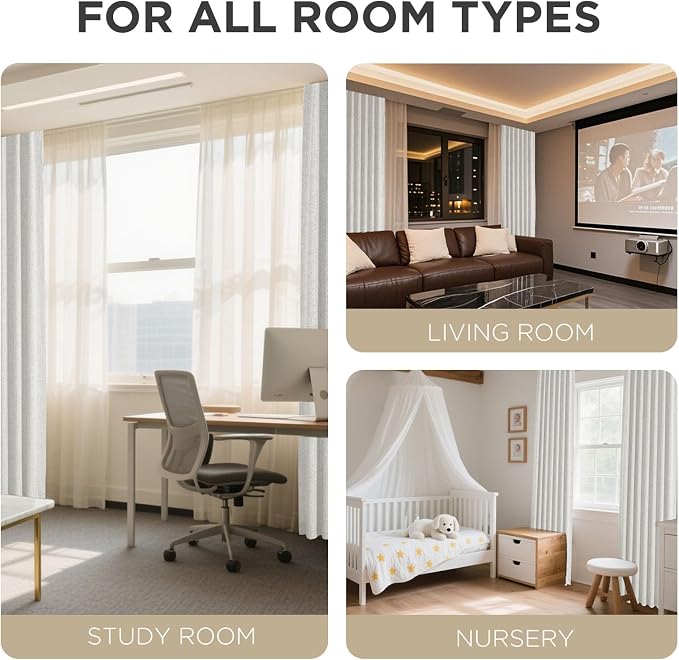 Joydeco Blackout Curtains for Bedroom - 120 Inch Long 100% Light Blocking 2 Panels Set White Drapes, Thermal Insulated Room Darkening Curtains, Linen Textured for Living Room, Rod Pocket & Back Tabs