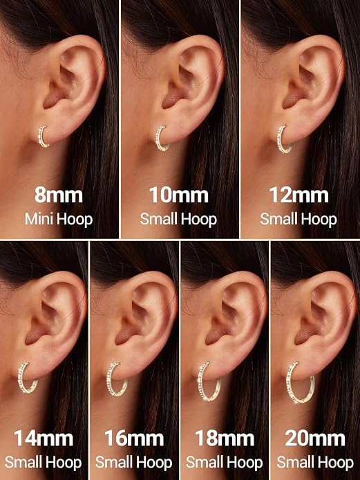 PROSTEEL Hoop Earrings for Women, Huggie Hoop with 925 Sterling Silver Post, 8/10/12/14/16/18/20mm Small Huggie Hoops, 14K Gold Plated/Silver/Black/Rose Gold Hypoallergenic Earrings Jewelry