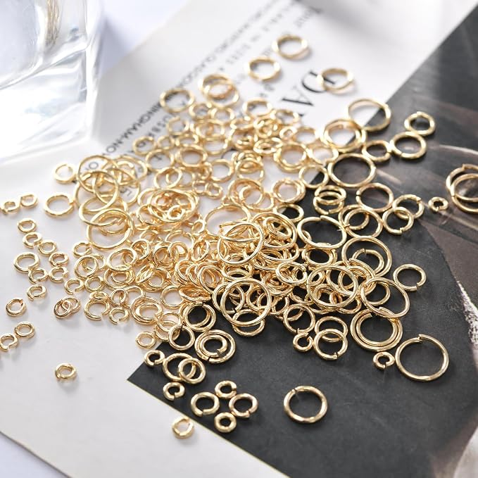 500pcs 14k Gold Filled Jump Rings,Non Tarnish Gold Open Jump Rings for Necklace Bracelet Earrings DIY Jewelry Making Supplies (0.7x5mm, Gold)