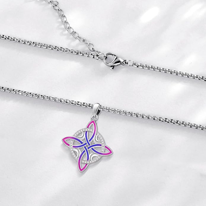Pentagram Necklace Sterling Silver Triple Moon Goddess/Celtic Knot Witches Knot/Ankh/Sun and Moon/Hecate/Lilith/Santa Muerte/Tetragrammaton Pendant Necklace Pagan Wiccan Magic Egyptian Amulet Jewelry for Women Men