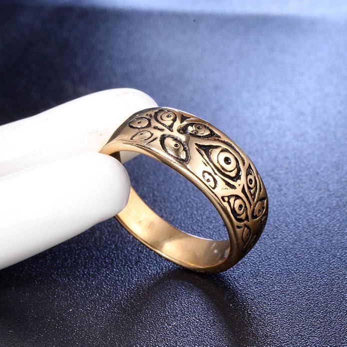 Men's Stainless Steel Eye of God Ring Band All Seeing Eye Spinner Rings Black Silver Vintage Jewelry Size 5 to 14