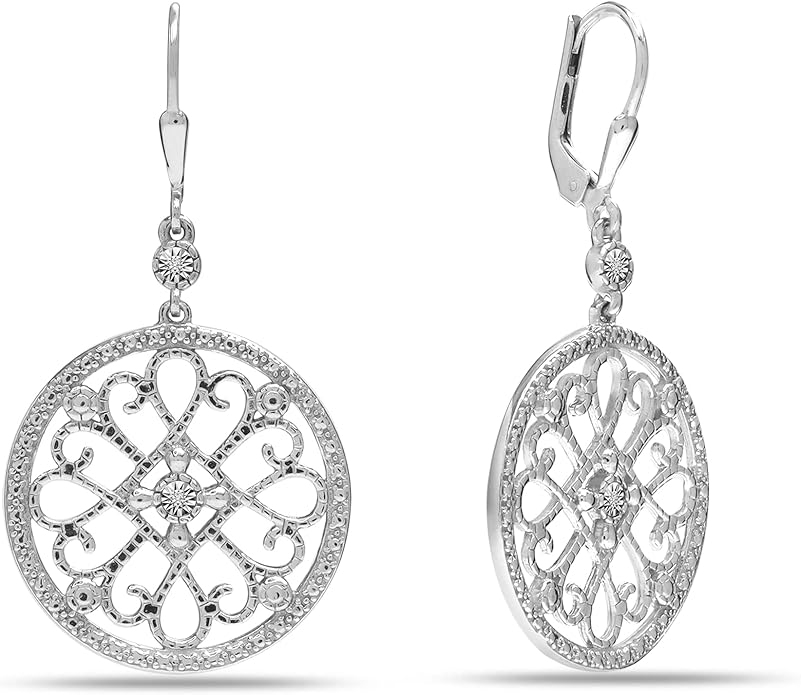 LeCalla 925 Sterling Silver Leverback Drop Earrings | Lightweight Celtic-Knot Filigree Heart Teardrop Dangle Earring for Women's Gift for Her
