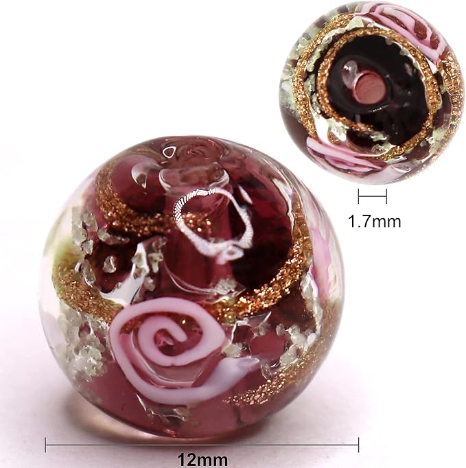 Artsy Crafts 20 Pcs Assorted Glow in The Dark Firefly Beads 12mm European Lampwork Luminous Glass Beads for Jewelry Making Charm Bracelet Necklace Earrings Crafts (Red Series 20pcs)