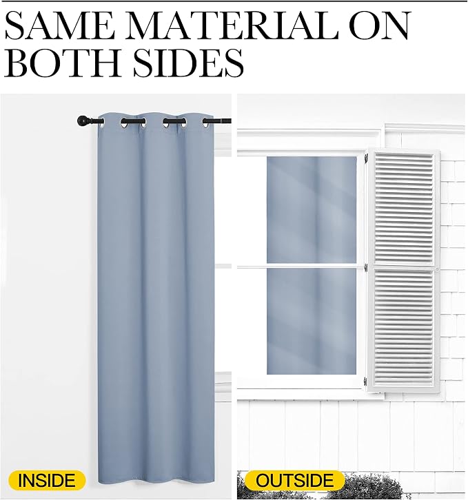 NICETOWN Room Darkening Curtains for Kitchen, Vintage Blue, Set of 2, 42 inches Wide by 50 inches Long, Window Treatment Thermal Insulated Solid Grommet Room Darkening Curtains/Drapes for Bedroom