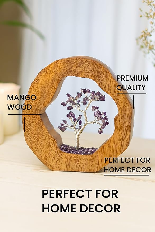RITUALISTIC Amethyst Crystal Tree of Life in Wooden Ring - Spiritual Gift for Energy Flow & Chakra Healing, Gemstone Bonsai Tree, Home Decor, Wealth & Luck|Perfect for Gift with Valentine's Day Gifts