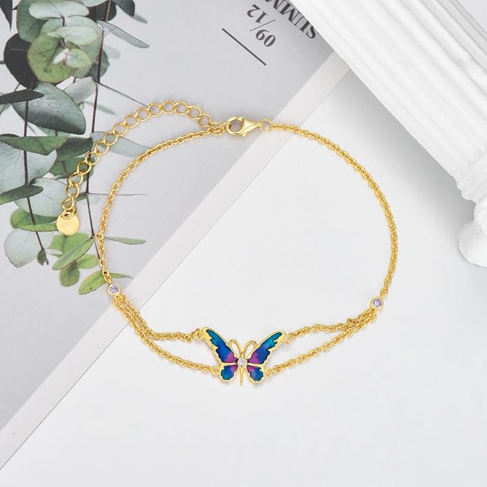 Ankle/Bracelet for Women Sterling Silver Sea Turtle/Butterfly/Mustard Seed/Sister/Sunflower/Elephant Gifts for Birthday Summer Beach Jewelry for Mom Wife Daughter Friend