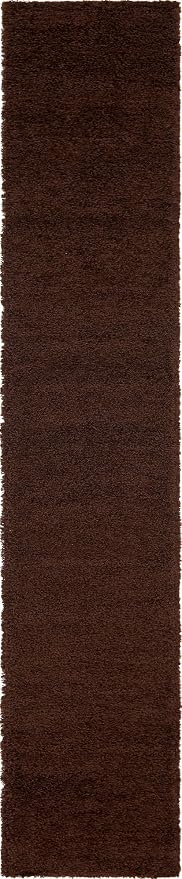 Unique Loom Solid Shag Collection Area Rug (2' 6" x 13' 1" Runner, Chocolate Brown)