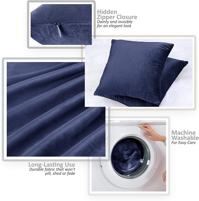 Nestl Throw Euro Pillow Covers, Cozy Velvet Decorative Pillow Covers 26 x 26 Inches, Soft Solid Couch Pillow Case for Sofa, Bed and Car, Set of 2 - Royal Blue