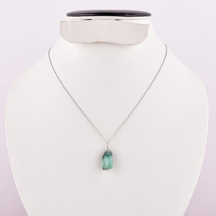 Raw Gemstone Dainty Pendant Necklace for Women, Trendy Healing Chakra Crystal, Birthstone Handmade 925 Sterling Silver Adjustable 18 inch Chain Jewelry, Birthday Gifts
