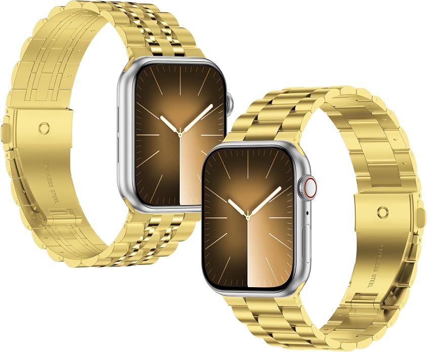 2-Pack Compatible for Apple Watch Band 46mm 42mm Series 11/10, 45mm 41mm Series 9/8/SE 3 Stainless Steel iWatch Ultra 3 Bands Men Women
