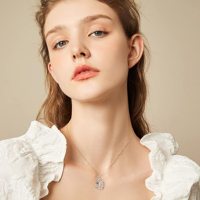 PROESS S925 Sterling Silver Daughter Heart Pendant Necklace from Dad Mom I Love You Forever Jewelry