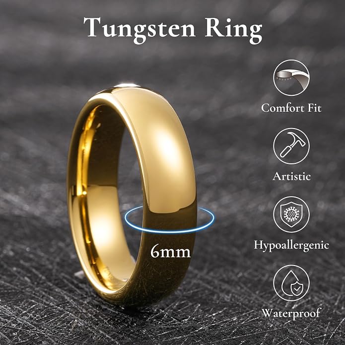 King Will Tungsten Carbide Wedding Band for Men Women Promise Rings for Couples Domed High Polish
