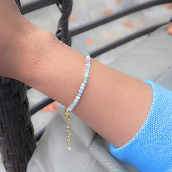 Faceted Bracelet for Women, Certified 925 Sterling Silver with 18K Gold Vermeil Healing Crystal Bracelets for Women - Crystals and Healing Stone Bracelet Women Jewelry for Gift