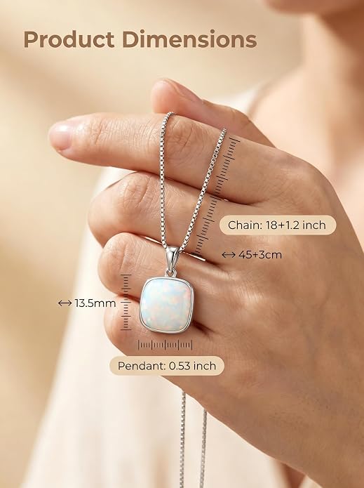 Teardrop Opal Necklace for Women - 925 Sterling Silver October Birthstone Pendant Necklace, Dainty Pear Shape Gemstone Jewelry Gif for Her, Adjustable Box Chain