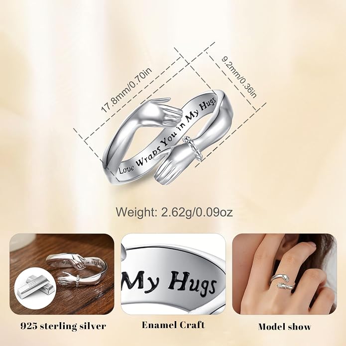 Vito 925 Sterling Silver Adjustable Open Spoon Ring for Women Men, Lotus Sunflower Snake Spoon Band Rings Feather Hug Witches Knot Inspirational Jewelry Gift for Wife