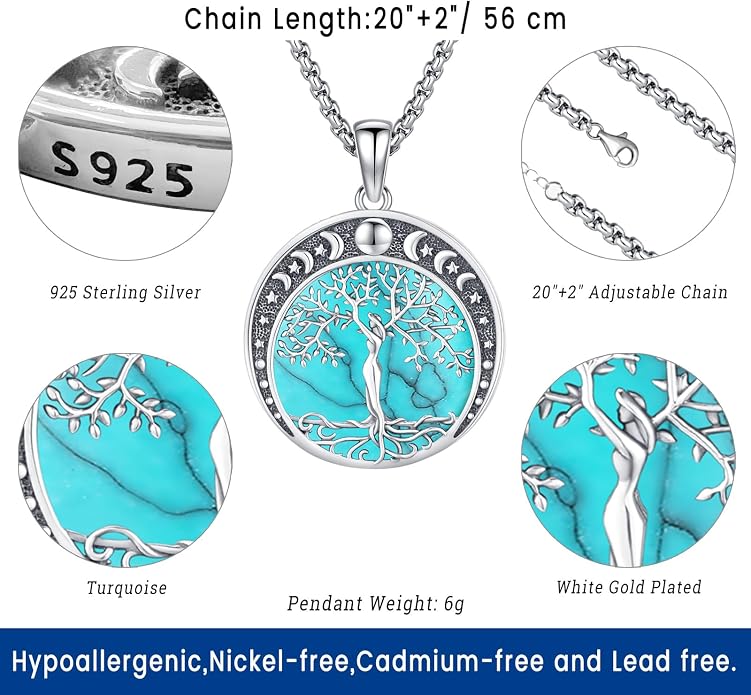Witchy Jewelry for Women Men Nudo De Bruja Plata 925 Original Witches Knot Necklace Tetragrammaton Hecate Necklace Lilith Necklace Pentagram Necklace Cat Necklace Triple Moon Goddess Pendant Necklace