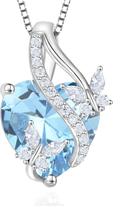 Butterfly Necklaces for Women Sterling Silver Infinity Heart Pendant Birthstone Jewelry Gift with 14k Yellow Gold/Rose Gold Plated