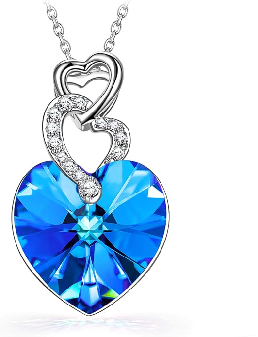14K White Gold Plated Heart Crystal Necklace for Women, Gift Packaging Included for Your Special Her, Hypoallergenic for Sensitive Skin
