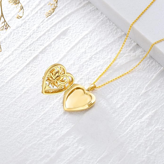 SOULMEET Personalized Silver Locket Necklace That Holds Pictures Photo Keep Someone Near to You, Memorial Custom Lockets Necklaces Letters Engraving for His Her
