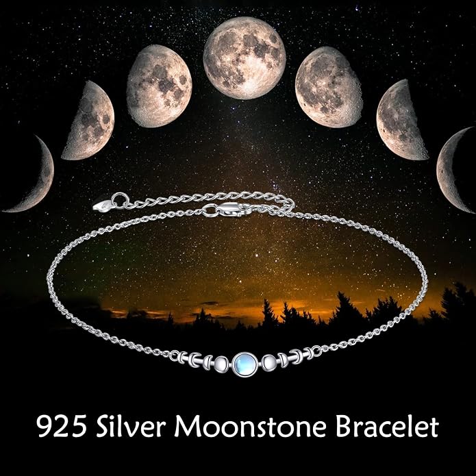 CRMAD Moonstone Moon/Star/Daisy/Turquoise/Rose Flower/Cat/Star/Hecate/Airplane/Pearl/Chakra/Rose Pearl/Butterfly/Wave/Starfish Anklet for Women Sterling Silver Anklet Irish Jewelry